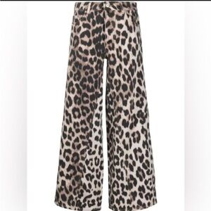 Ganni wide leg leopard jeans.